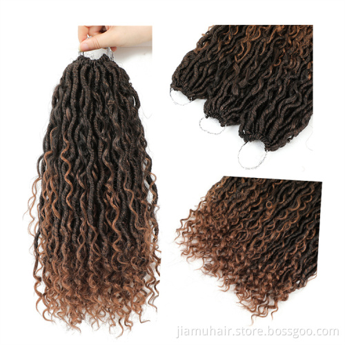 Synthetic Crochet Braids Hair Passion Twist River Goddess Locs Hair Extension Ombre Brown Faux Locs With Curly Hair